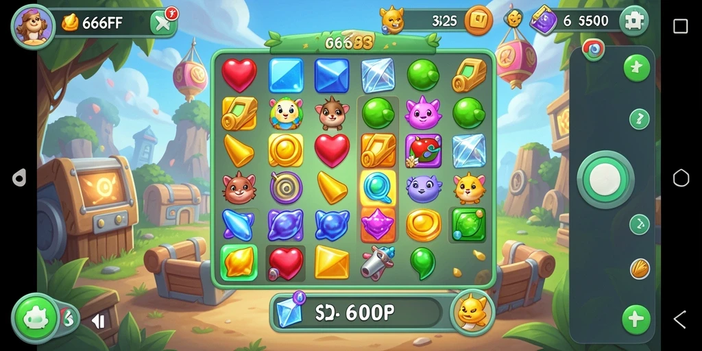 Tampilan gameplay seru di 666FF dengan elemen Match-3.