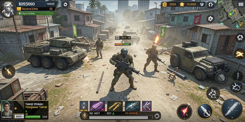 Tampilan gameplay BOS5000 dengan taktik strategis yang menantang.