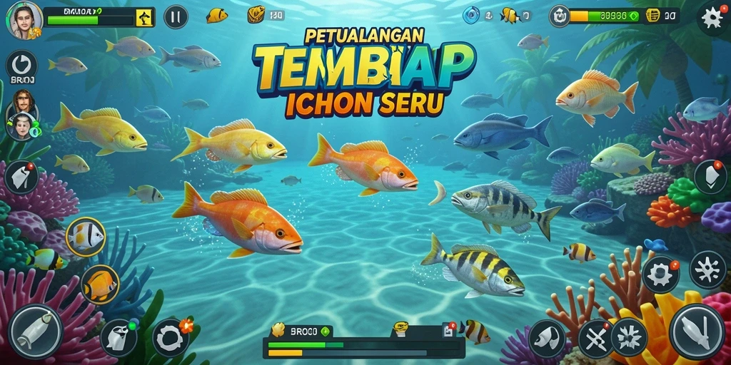 Tangkapan layar menunjukkan aksi seru dalam game Tembak Ikan.