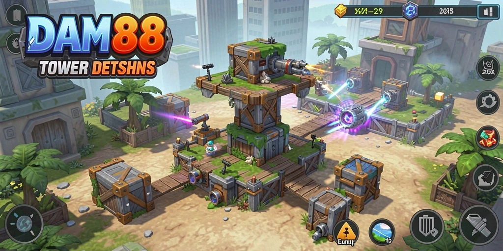 Tampilan gameplay menakjubkan dari DAM88 dalam aksi Tower Defense.