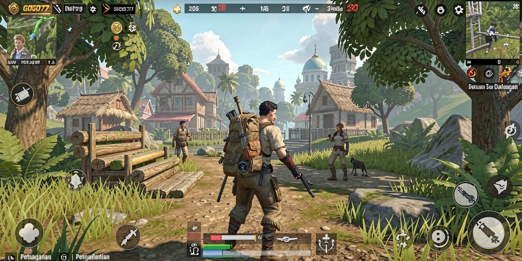 Tampilan gameplay GOGO77 dalam dunia terbuka yang luas dan mendetail.
