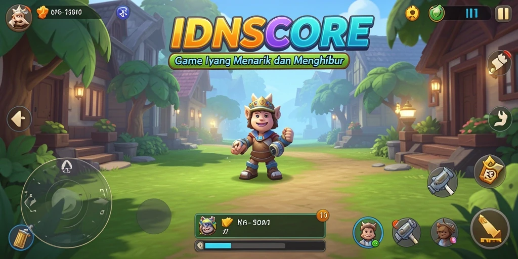 Tangkapan layar gameplay IDNSCORE menunjukkan suasana permainan yang menenangkan dan adiktif.