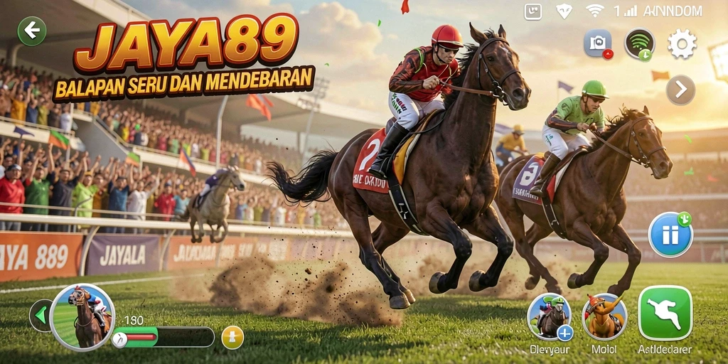 Gameplay JAYA89 menampilkan balapan mendebarkan dengan kendaraan dan trek beragam.