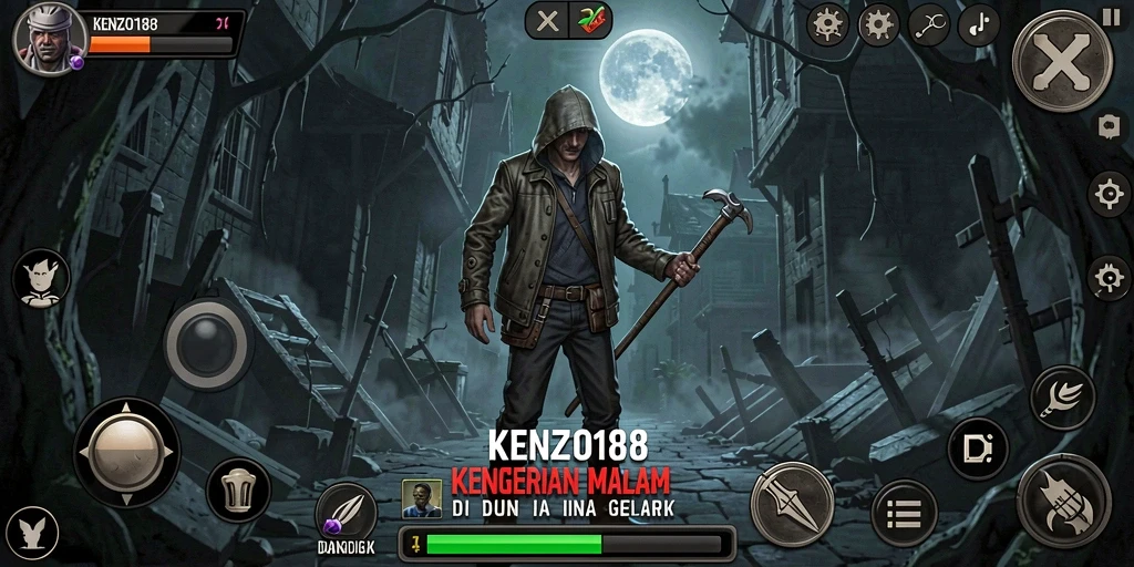 Tampilan gameplay KENZO188 yang mencekam dan penuh ketegangan.