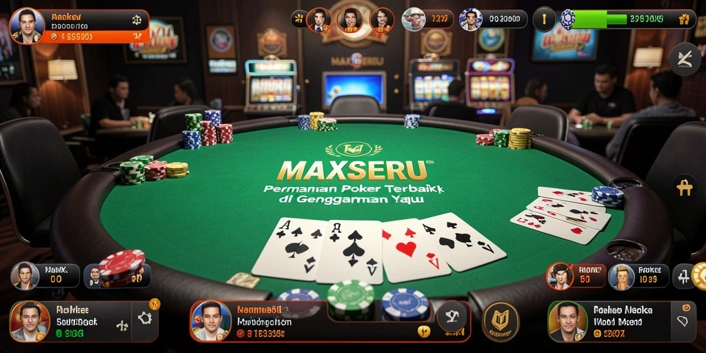 Tampilan gameplay menarik di aplikasi poker MAXSERU.