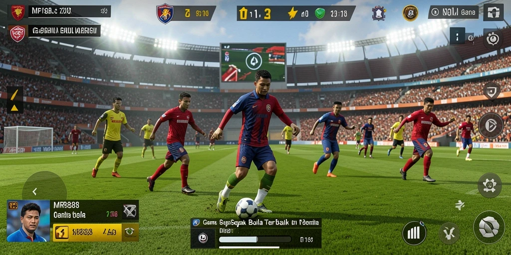 Tampilan gameplay MR888 yang seru dan mendebarkan di lapangan sepak bola.