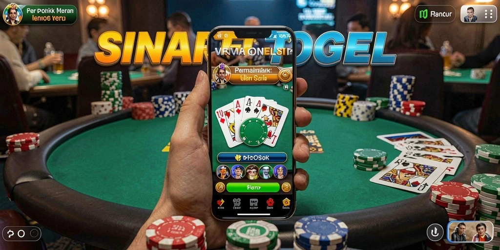 Screenshot gameplay SINARTOGEL menampilkan suasana permainan poker yang menegangkan.