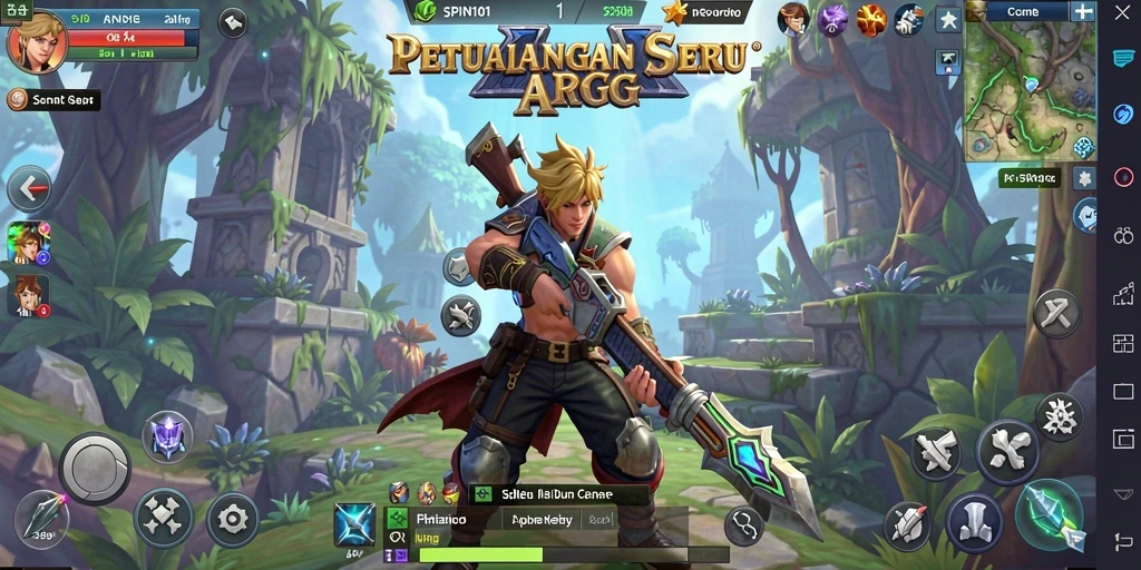 Gameplay SPIN101 menampilkan pertempuran seru dalam dunia fantasi.