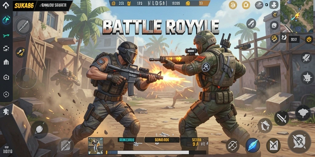 Screenshot gameplay menampilkan pertempuran seru di SUKA86.