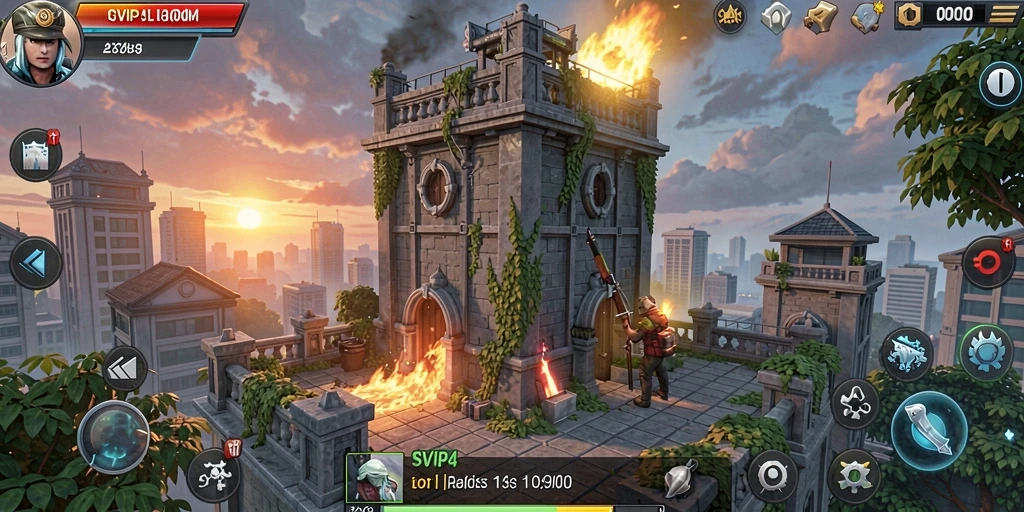 Tampilan gameplay menegangkan dari SVIP4 dengan menara yang siap bertempur.
