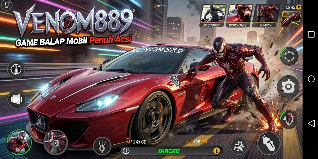 Screenshot gameplay VENOM889 yang mendebarkan saat balapan.